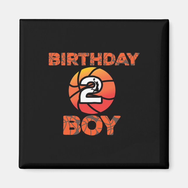 Aimant Fête de basket-ball 2 ans Ancien Anniversaire Cel (Devant)