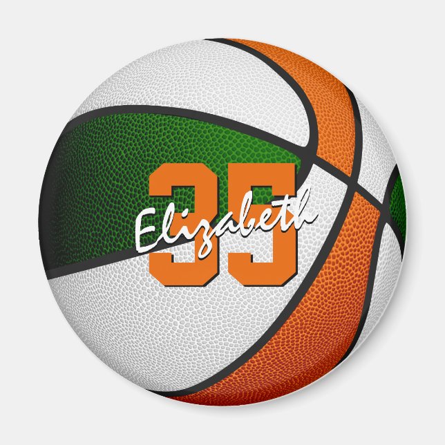 Aimant fête de basket orange vert pour les moins de 10 an (Devant)