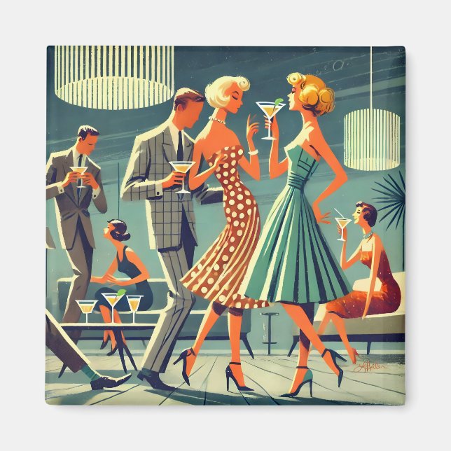 Aimant Fête de cocktail de danse Martini moderne du milie (Devant)