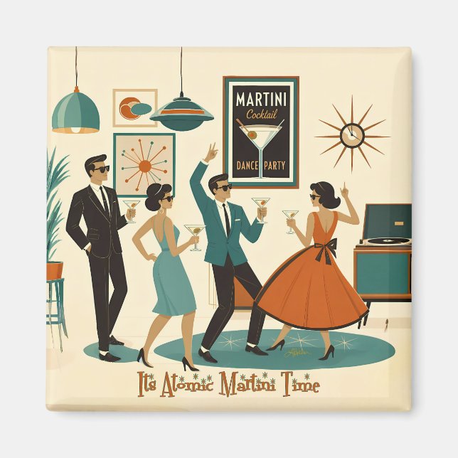 Aimant Fête de Cocktail en Plein Style Mid Century It's A (Devant)