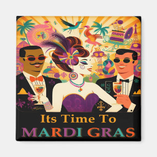 Aimant Fête de Cocktail Mardi Gras du Milieu du Siècle