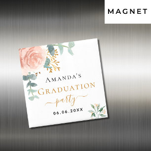 Aimant Fête de fin d'études rose gold floral save the dat