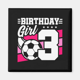 Aimant Fête de football de 3 ans pour fille de 3 ans anni
