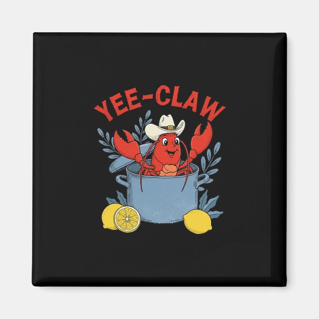 Aimant Fête de fruits de mer Yee-claw Western Cowboy écre (Devant)