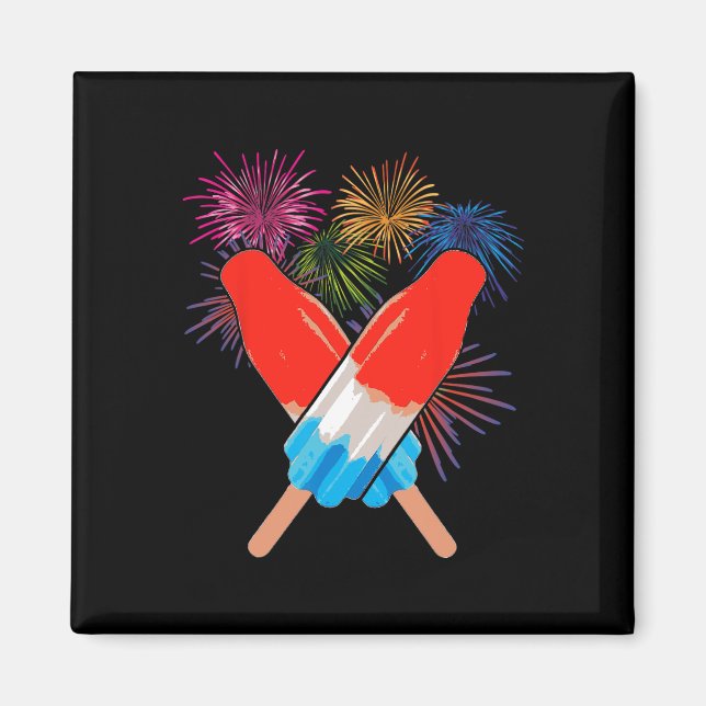 Aimant Fête de la mémoire 4 juillet Fête nationale Fusée  (Devant)