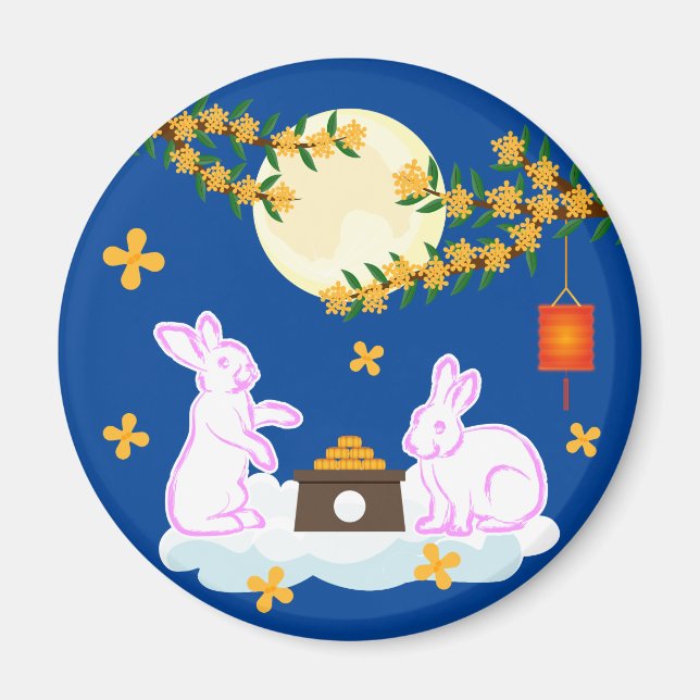 Aimant Fête de la mi-automne Lapin de lune Gâteau de lune (Devant)