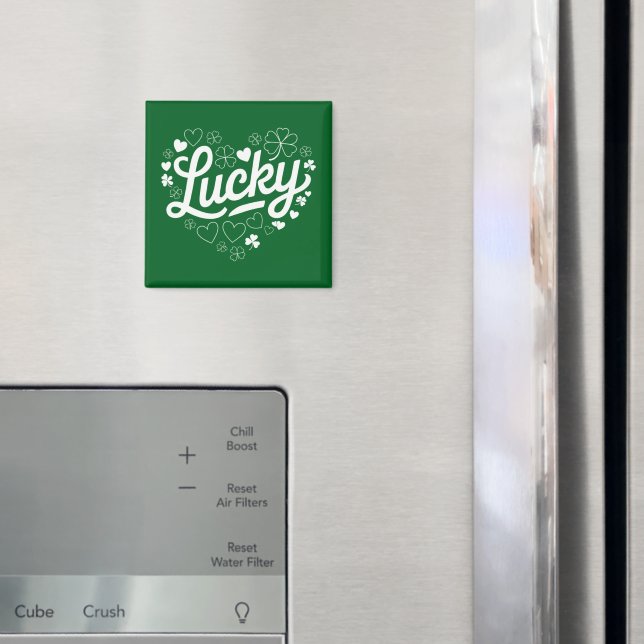 Aimant Fête de la Saint-Patrick Cœur Trèfle Chanceux Trèf (In situ (réfrigérateur))