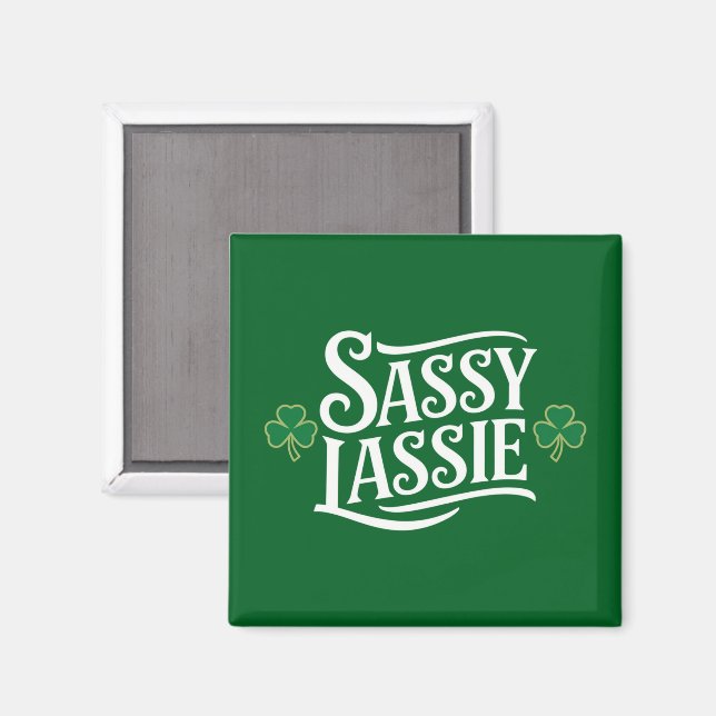 Aimant Fête de la Saint-Patrick Sassy Lassie Drôle Fille  (Recto/Verso)