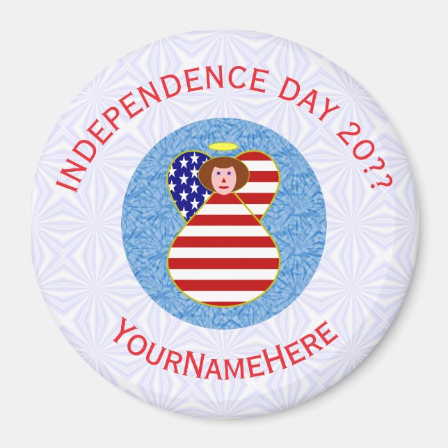 Aimant Fête de l'Indépendance des Etats-Unis Ange Drapeau (Devant)