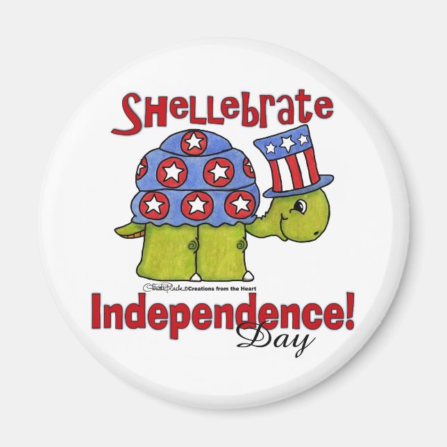 Aimant Fête de l'Indépendance des tortues Shellebrate ! (Devant)