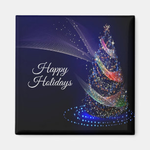 Aimant Fête de Noël Arbre coloré Marine Bleu Rustique
