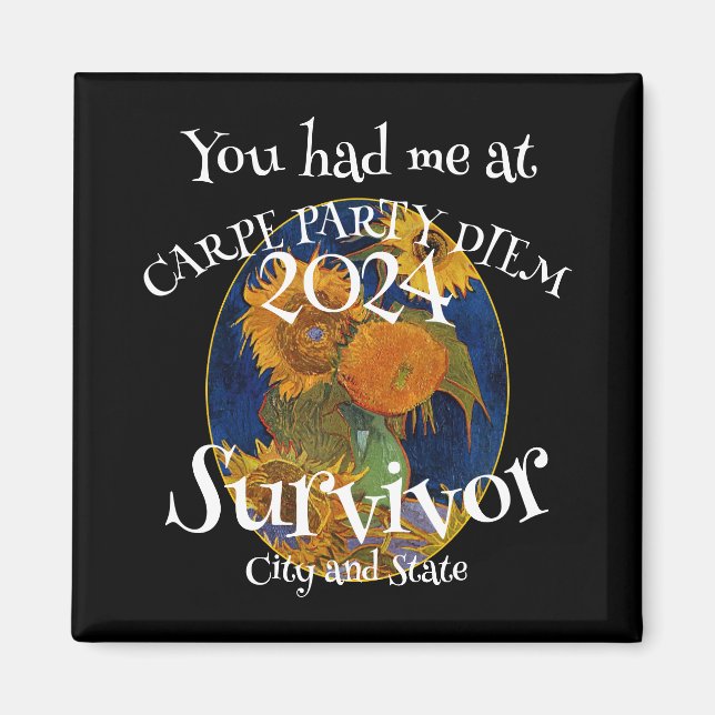 Aimant Fête de Noël Cocktail Vin Fromage 2024 (Devant)