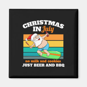 Aimant Fête de Noël de Surfer Santa Bière Et BBQ Plage No