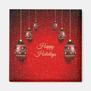 Aimant Fête de Noël Golden Rouge Vacances d'hiver Élégant