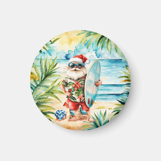 Aimant Fête de Noël sur la plage avec le Père Noël  (Devant)