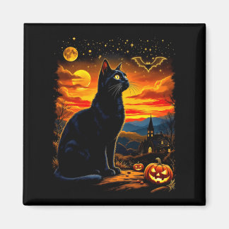 Aimant Fête de patch de citrouille d'Halloween de chat no
