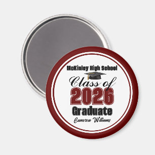 Aimant Fête de remise des diplômes personnalisée Marron d