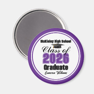 Aimant Fête de remise des diplômes personnalisée violette