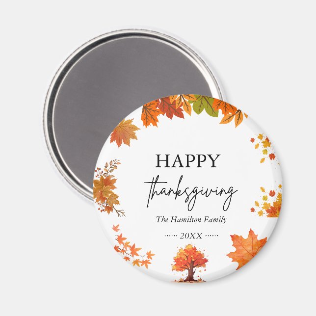 Aimant Fête de Thanksgiving Automnale et Cosy (Recto/Verso)