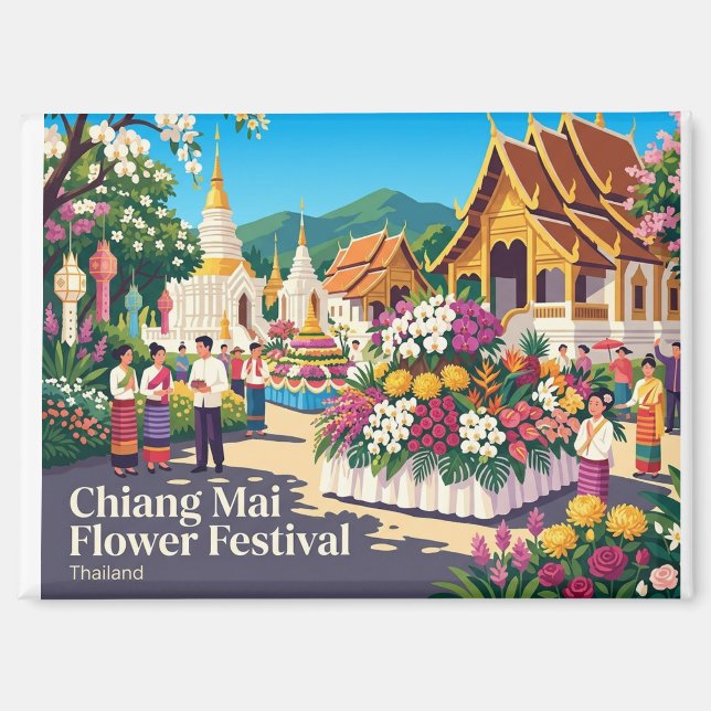 Aimant Fête des fleurs de Chiang Mai en Thaïlande (Recto)