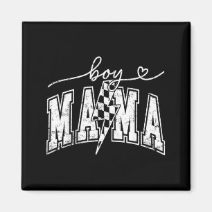 Aimant Fête des mères à carreaux éclair Boy Mama