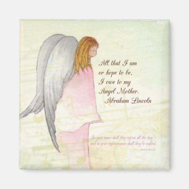Aimant Fête des Mères Angel religieux, Cadeau Carré (Devant)