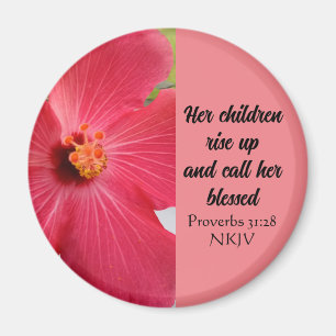 Aimant Fête des Mères Bible Verse Coral Fleur rose