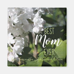 Aimant Fête des mères Lilacs blancs Meilleure maman jamai
