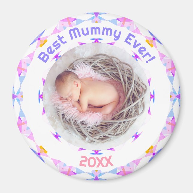 Aimant Fête des mères Meilleure maman Ever bébé fille pho (Devant)