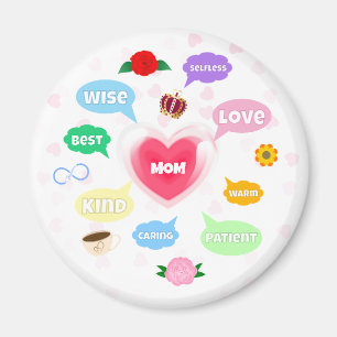 Aimant Fête des mères Meilleure maman Mot Nuages Reine Co