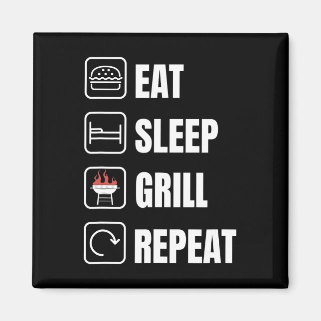Aimant Fête des pères Griller barbecue pour le sommeil (Devant)
