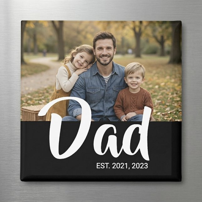 Aimant Fête des pères photo Papa établie (Dad Established Photo Father's Day Magnet)