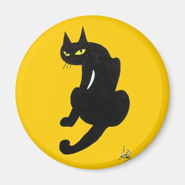 AIMANT FÊTE D'HALLOWEEN CHAT NOIR (Devant)