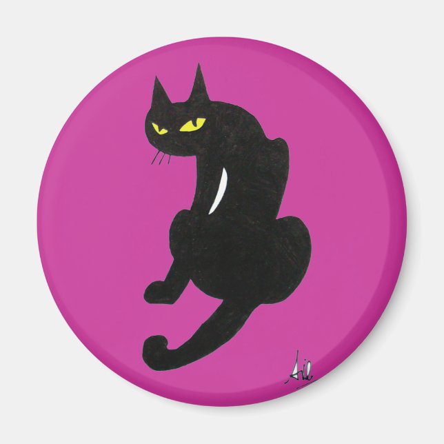 AIMANT FÊTE D'HALLOWEEN CHAT NOIR (Devant)