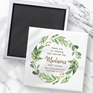 Aimant Fête du Baby shower verdoyant Watercolor Favorise