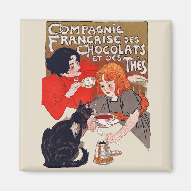 Aimant Fête du chocolat français Steinlen Art (Devant)