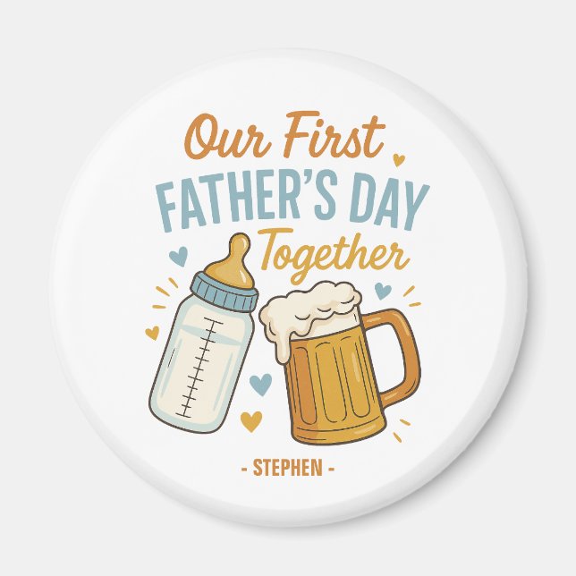 Aimant Fête du Premier Père ensemble - Bière et Bouteille (Devant)