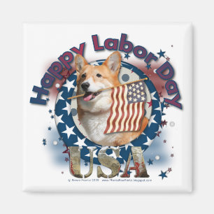Aimant Fête du Travail - Drapeau - Corgi - Owen