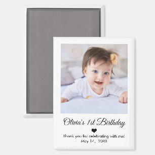 Aimant Fête personnalisée de 1er anniversaire avec photo