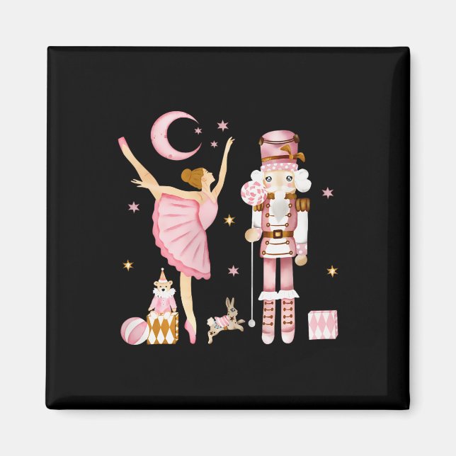 Aimant Fête vintage Noisette de Ballet Noël Rose (Devant)