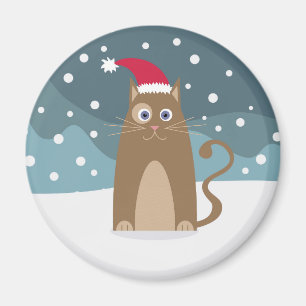 Aimant Fêtes de Noël d'hiver père Noël chat animal de com