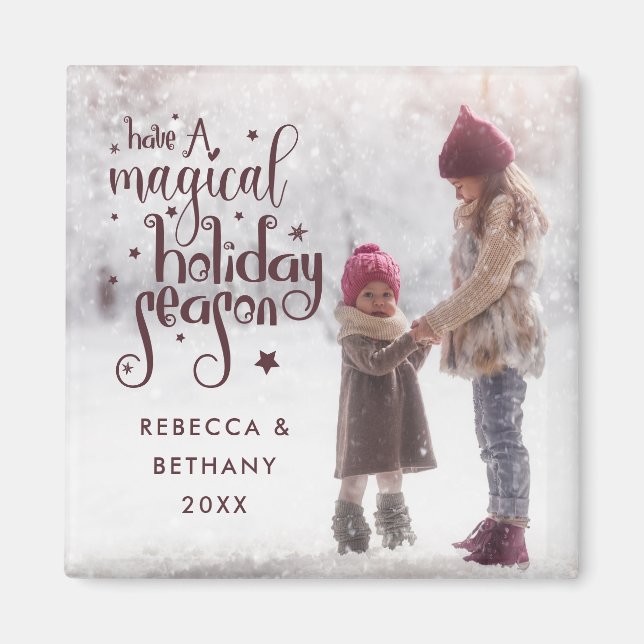 Aimant Fêtes magiques Saison Photo Noms Année Noël (Devant)