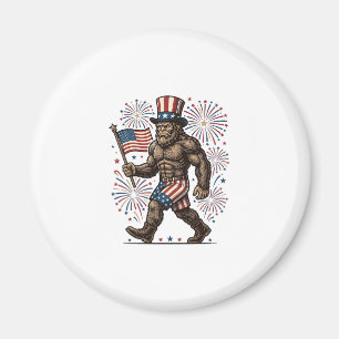 Aimant Feu d'artifice patriotique Sasquatch Gravure vinta