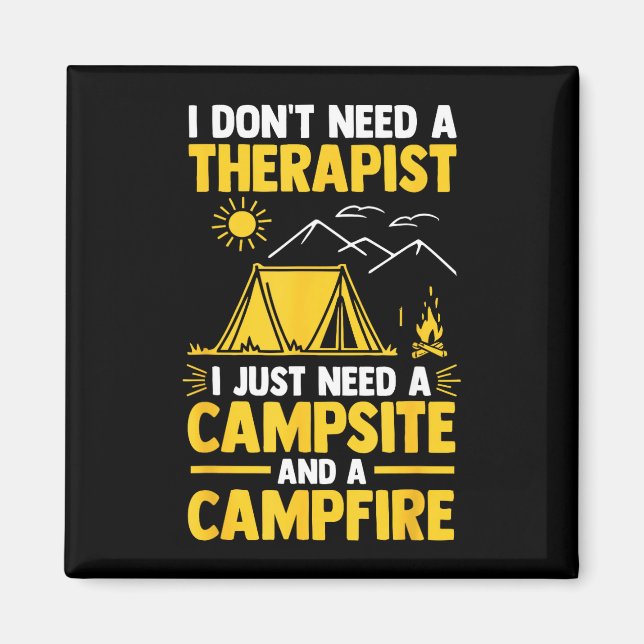Aimant Feu de camp camping vie en forêt campeur  (Devant)