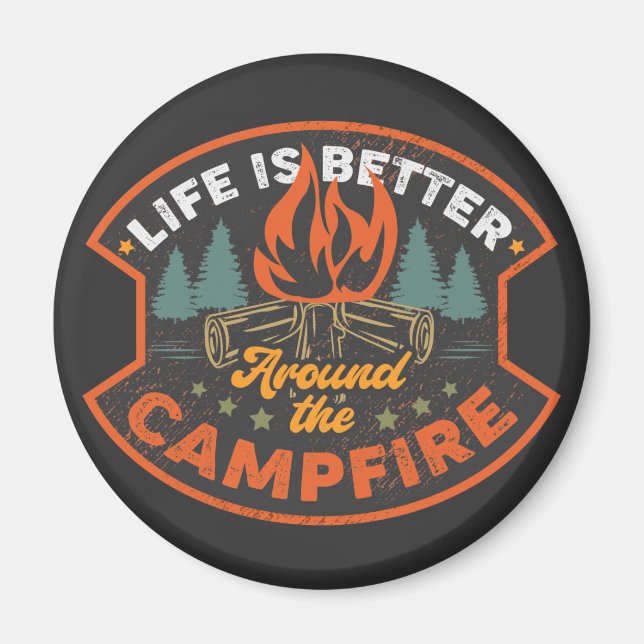 Aimant Feu de Campagne Badge Word Art Large (Devant)