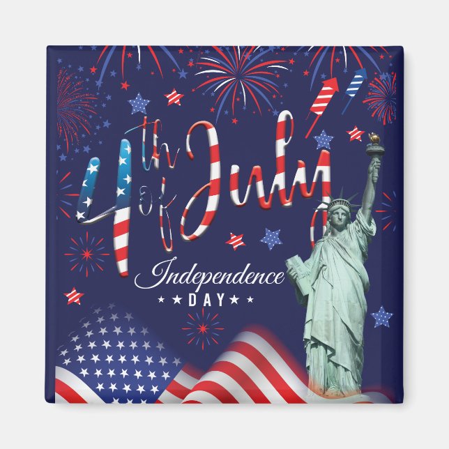 Aimant Feu D'Oeuvre Le 4 Juillet Avec La Statue De Libert (Devant)