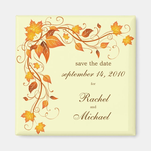 Aimant Feuillage d'automne Enregistrer l'aimant de date (Devant)
