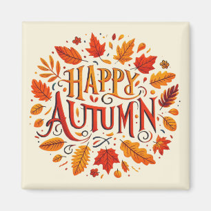 Aimant feuille classique et automne heureux