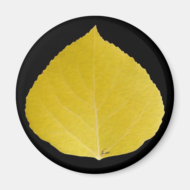 Aimant Feuille d'Aspen jaune #5 (Devant)