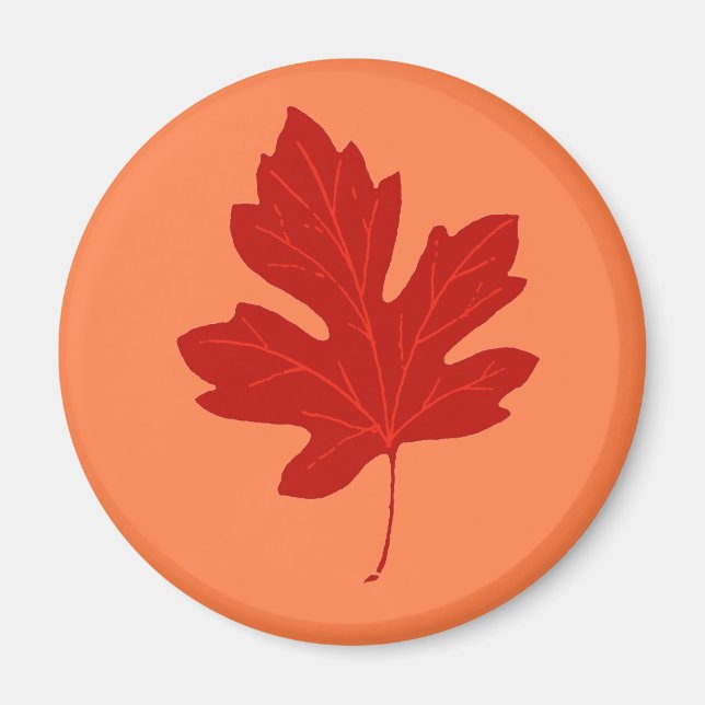 Aimant Feuille d'Automne Rouge Colorée (Devant)